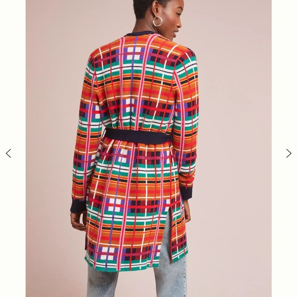 Anthropologie Moth Williston Plaid Long Cardigan Size Large - Picture 6 of 10